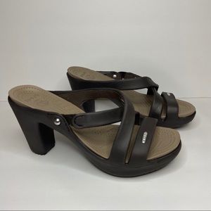 Crocs Cyprus IV High Heel Sandals Brown Open Toe